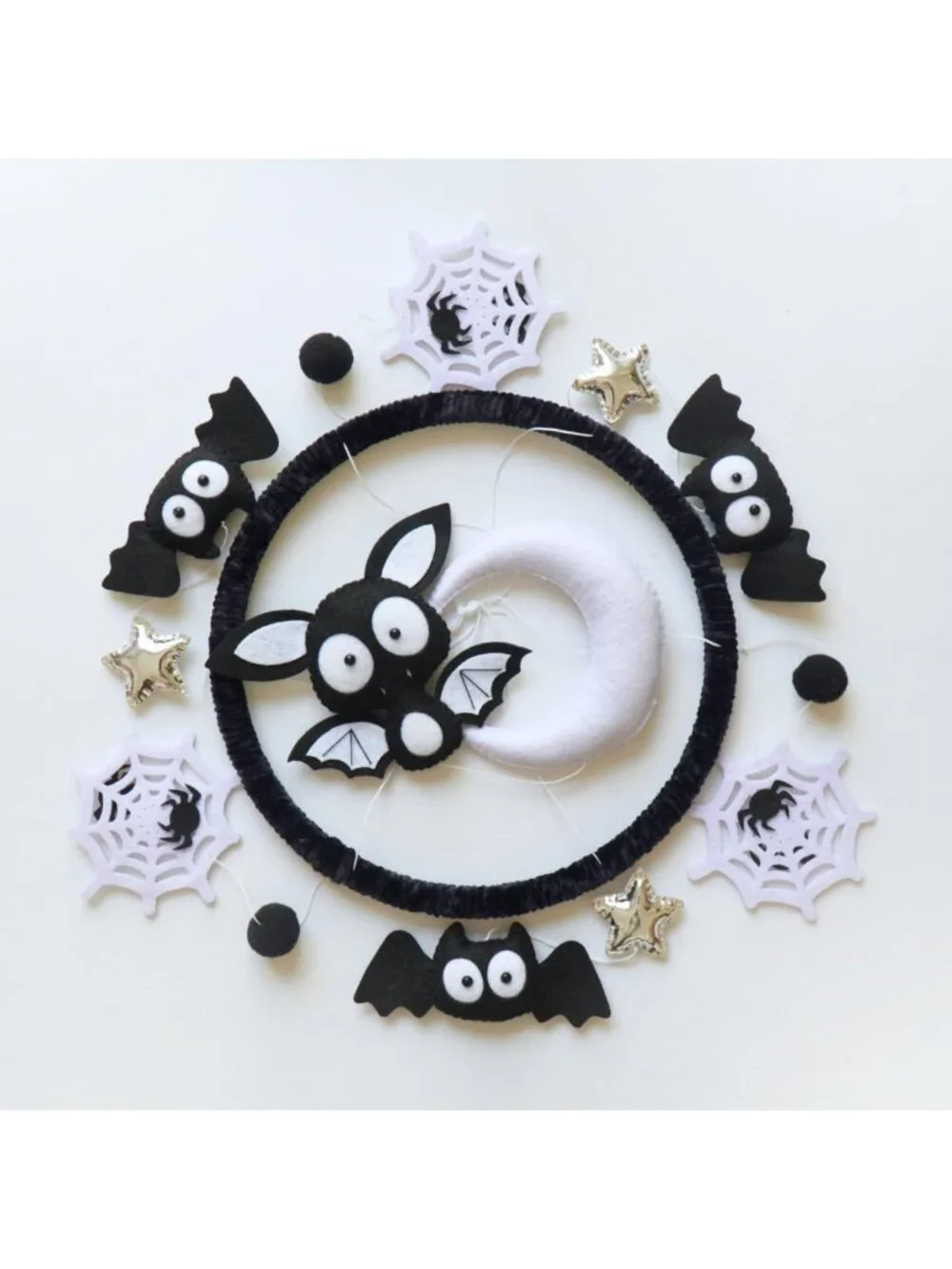 High Contrast Black & White Crib Mobile with Music | Gothic Halloween Decor